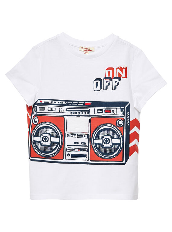 Tee shirt blanc garçon imprimé radio JOGRATI2 / 20S902E1TMC000