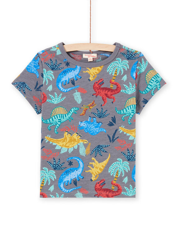 T-shirt gris chiné imprimé dinosaure enfant garçon MOPATI3 / 21W902H1TMCJ913