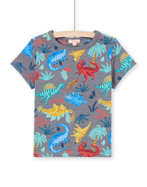 T-shirt gris chiné imprimé dinosaure enfant garçon MOPATI3 / 21W902H1TMCJ913