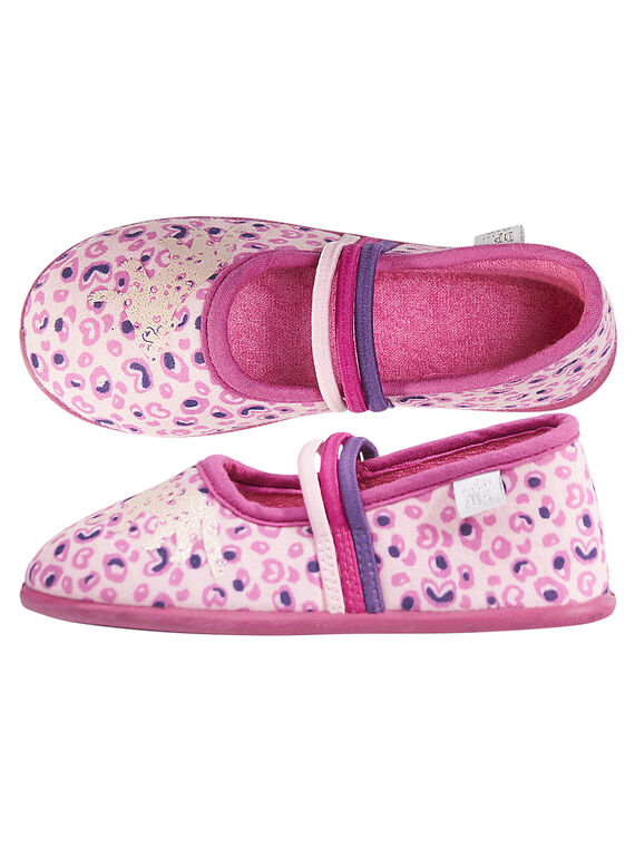 Chausson rose léopard enfant fille GFBALPAN / 19WK35Z4D07030