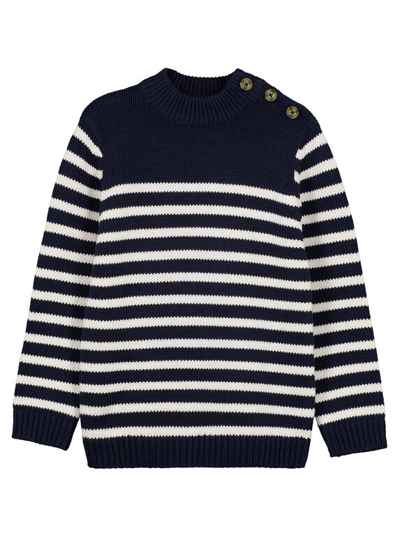 Pull Marine rayé Ecru GOJOPUL1 / 19W90242D2E705