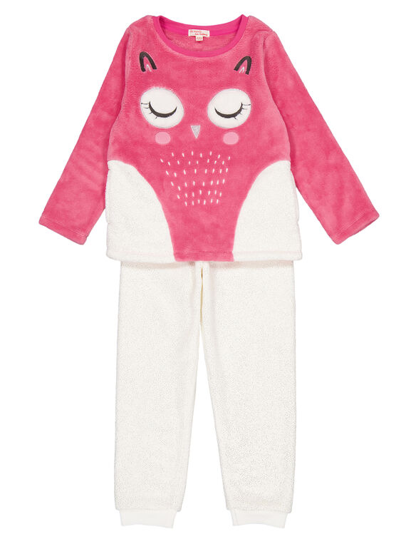 Pyjama rose et écru en soft boa enfant fille GEFAPYJET / 19WH11NAPYJD330