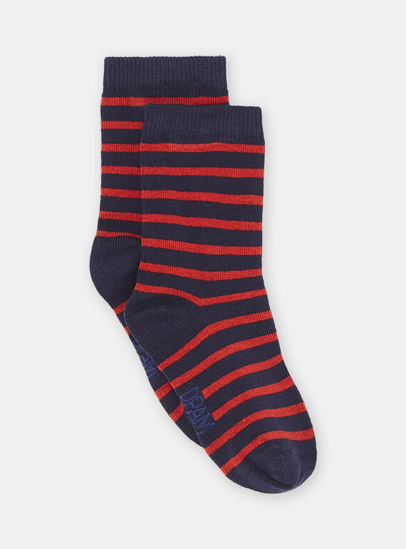 Chaussettes rouges à imprimé à rayures bébé garçon SYUJOCHOR2 / 23WI10B5SOQ622