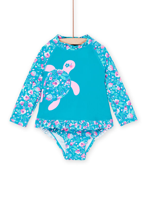 Maillot de bain turquoise à imprimé fantaisie RYIENS / 23SI09R9MAIC217