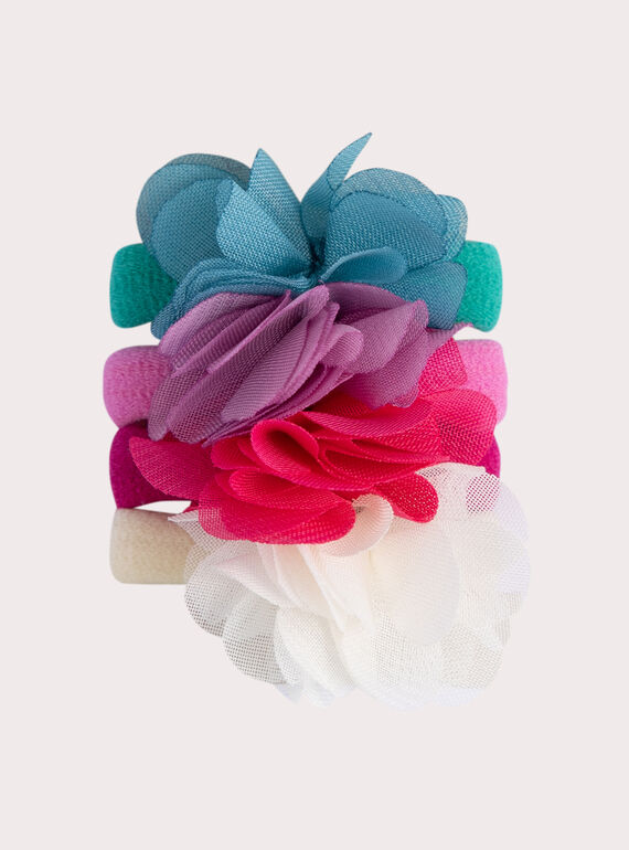 Lot de 4 élastiques fleuries pour fille WYAJOELA4 / 25SI01G1ELAC242
