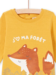 T-shirt manches longues moutarde à motif renard et forêt bébé garçon MUSAUTEE2 / 21WG10P2TMLB106