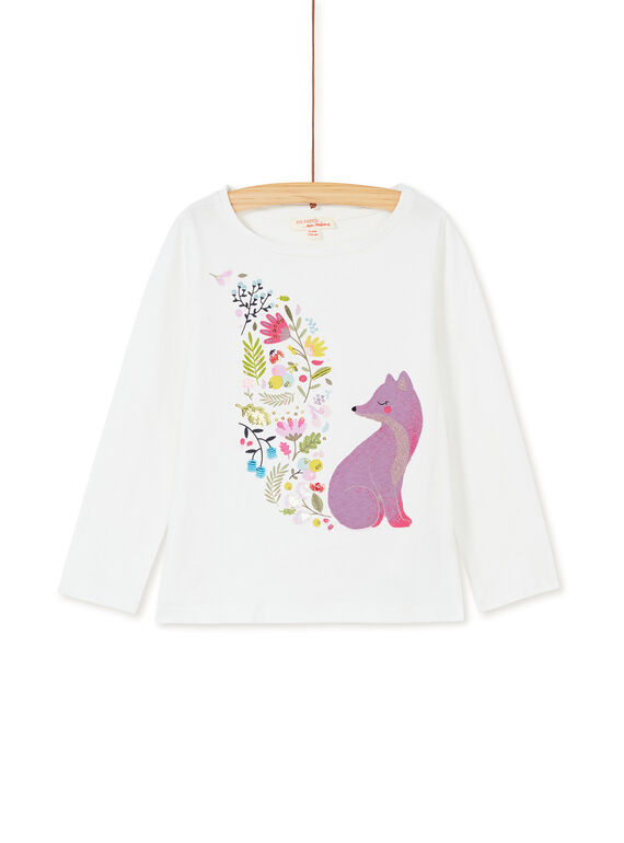 T-shirt manches longues, imprimé renard et fleurs avec perles et sequins KABOTEE1 / 20W901N2TML001