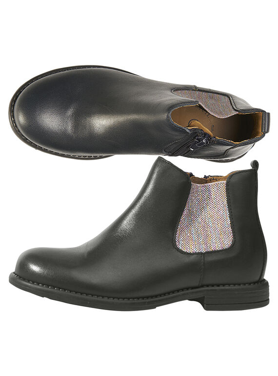 Chelsea boots cuir marine enfant fille GFBOOTVIA / 19WK35I4D0D070