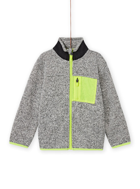 Gilet gris chiné à empiècements jaune fluo et noir enfant garçon MOJOGITEK2 / 21W90214GILJ922