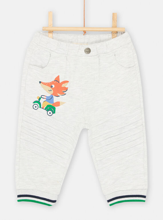 Pantalon gris chiné doux et confortable pour bébé garçon SUKHOPAN1 / 23WG10Q1PANJ922