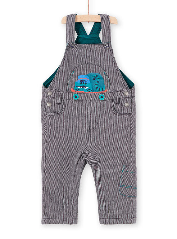 Salopette rayée bleue encre motif chat bébé garçon MUTUSAL1 / 21WG10K2SALC234