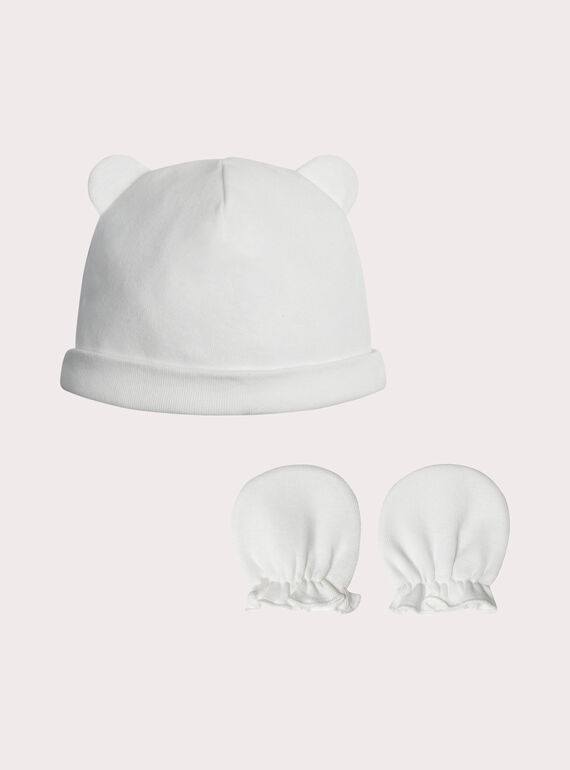 Lot bonnet et moufles de naissance XOU1BON / 25WF4251BNA000