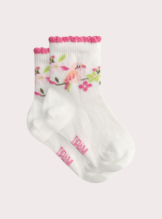 Chaussettes blanches fantaisie pour bébé fille WYIJOSOQ9 / 25SI09M5SOQA001