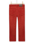 Pantalon en velours côtelé rouge-orangé enfant garçon MOJOPAVEL7 / 21W902N3PANE408