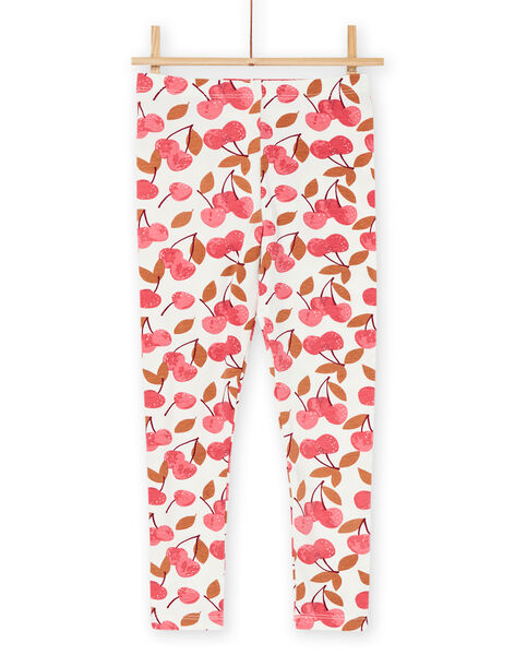 Legging écru et rouge à imprimé cerises RYADAYLEG / 23SI01M1CAL003