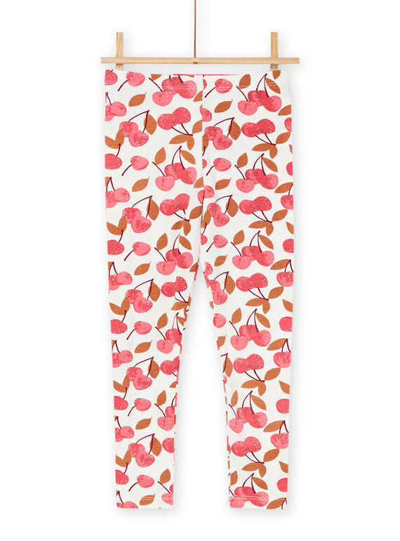 Legging écru et rouge à imprimé cerises RYADAYLEG / 23SI01M1CAL003
