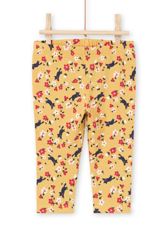 Legging jaune imprimé fleuri bébé fille MYIMIXLEG / 21WI09J1CALB106