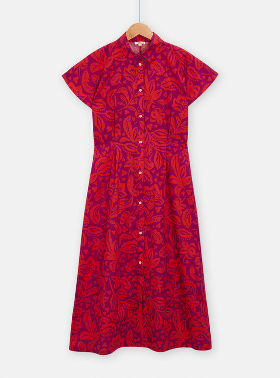 Robe chemise violette à imprimé fleuri pour femme TAMUMROB1 / 24S993R1ROB712