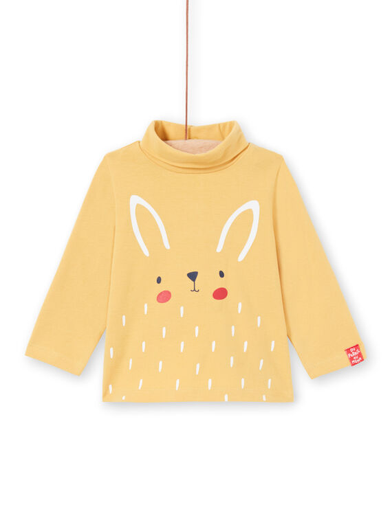 Sous-pull manches longues jaune à motif lapin bébé garçon MUJOSOUP4 / 21WG10N4SPL117