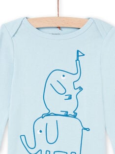 Body manches longues bleu à motifs éléphants bébé garçon MEGABODELE / 21WH14B2BDL222