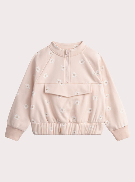 Sweat rose pale imprimé pâquerettes WAJOHOJOG3 / 25S901I3JGHD310