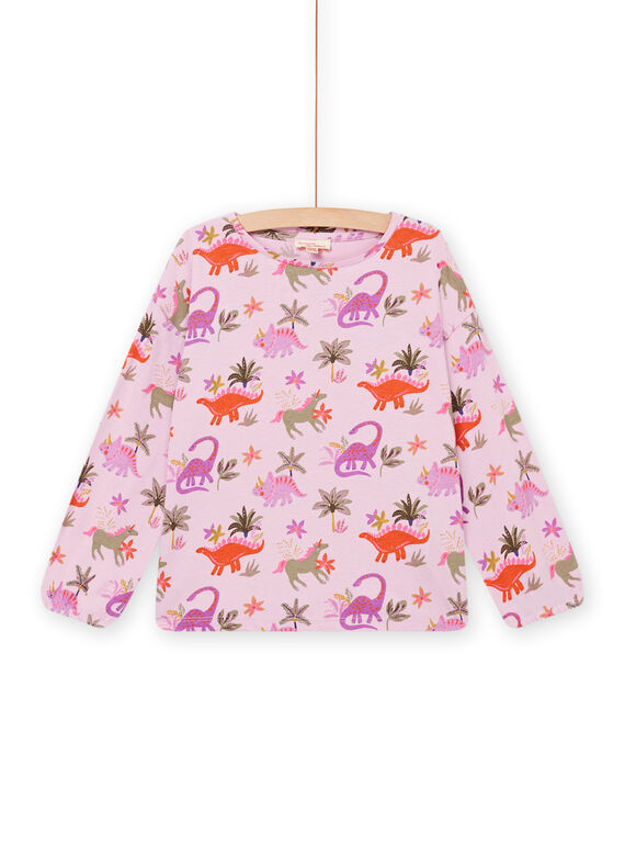 T-shirt manches longues à imprimé dinosaures rose PAKATEE / 22W901L2TMLH700