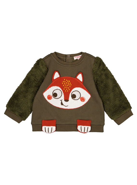 Sweat renard vert militaire bébé garçon GUBRUSWE / 19WG10K1SWEG631