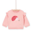 Sweat rose à motif hérisson PIRHUSWE / 22WG09Q1SWE303