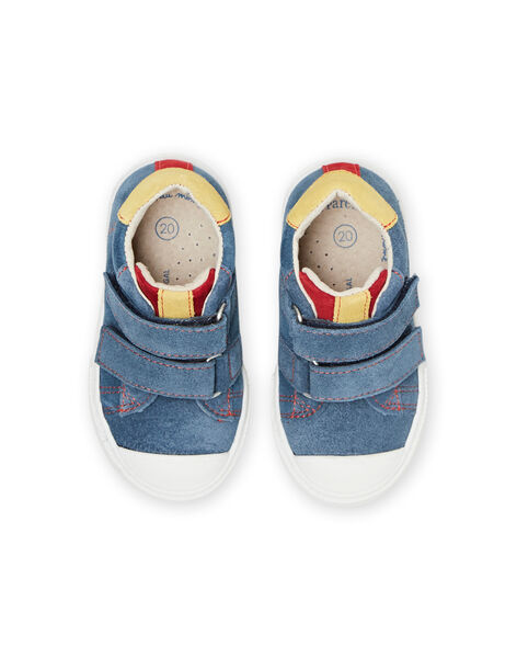Baskets bleu azur, jaunes et rouges bébé garçon NUBASARTHUR / 22KK3831D3FC201