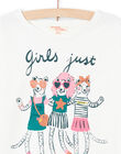 T-shirt écru à motifs animaux fantaisie enfant fille MAKATEE4 / 21W901I3TML001