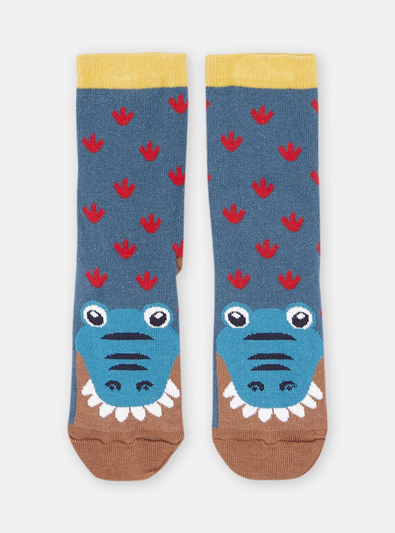 Chaussettes turquoise à imprimé crocodile garçon SYOJOCHO3 / 23WI02B7SOQC217