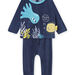 Ensemble pyjama en velours T-shirt et pantalon bleu céleste motif fonds marins bébé garçon