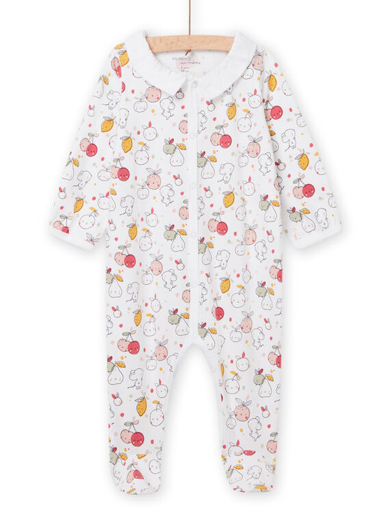 Grenouillère blanche à col imprimé fruits naissance fille NOU2GRE2 / 22SF0351GRE000