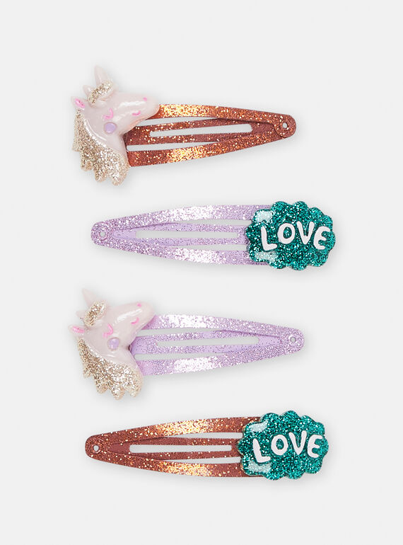 4 barrettes fantaisies violettes et pastel SYAJOCLIP4 / 23WI0189BRTH707