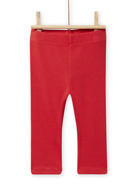 Legging en maille côtelée rouge bébé fille NYIJOLEG4 / 22SI0961CAL502