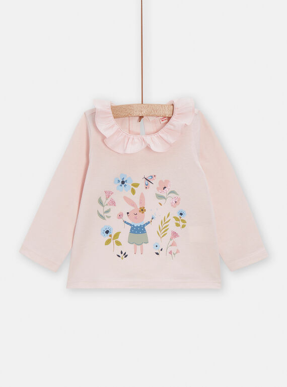 Blouse rose à animation fantaisie pour bébé fille VIGABRA1 / 24WG0911BRA009