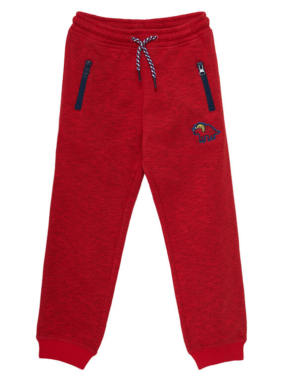 Jogging en molleton garçon rouge avec poche zippées JOGRAPAN1 / 20S902E2PANF520