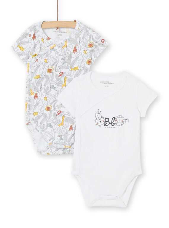 Lot de 2 bodys manches courtes imprimés naissance mixte LOU1BOD1 / 21SF05H1BOD000