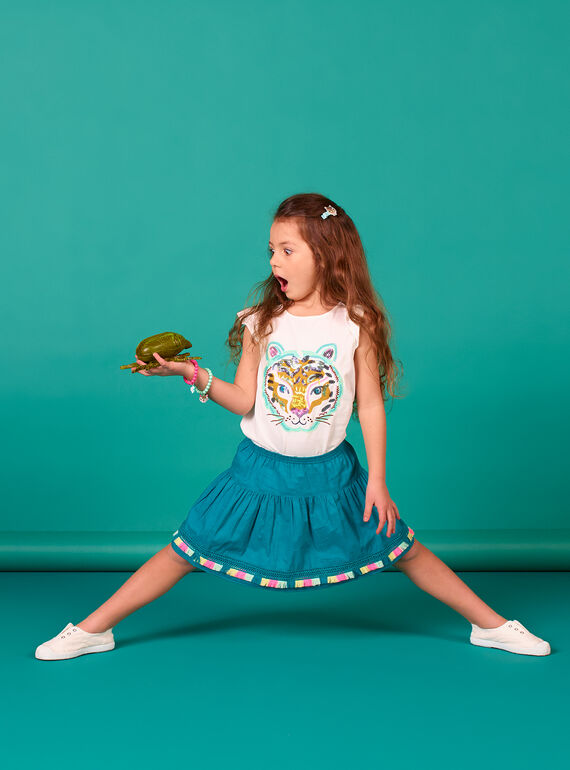 T-shirt manches courtes à motif tête de tigre enfant fille LAVERTI4 / 21S901Q4TMC001