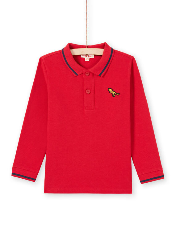 Polo manches longues uni rouge enfant garçon MOJOPOL4 / 21W90211POL505