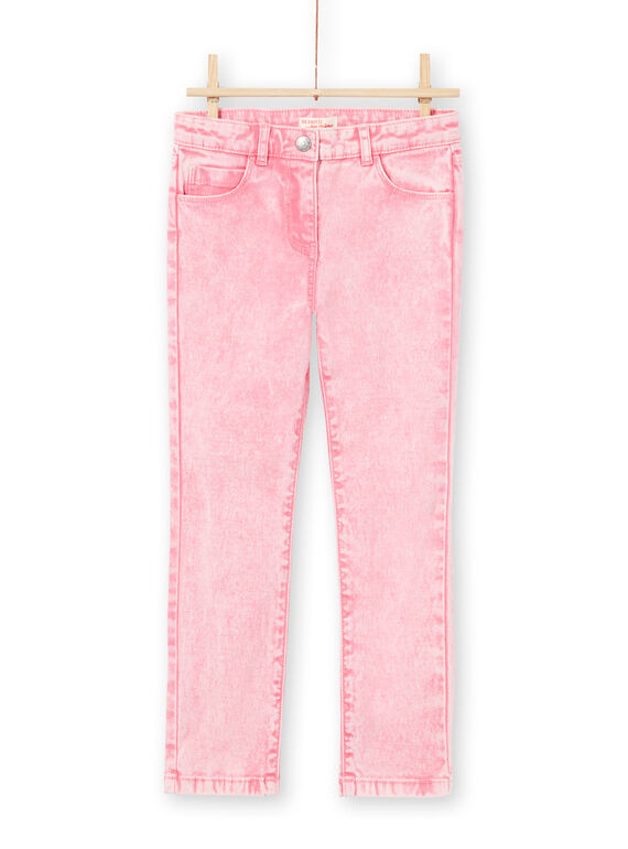 Jean rose effet acid wash enfant fille MAKAJEAN / 21W901I1JEAD305