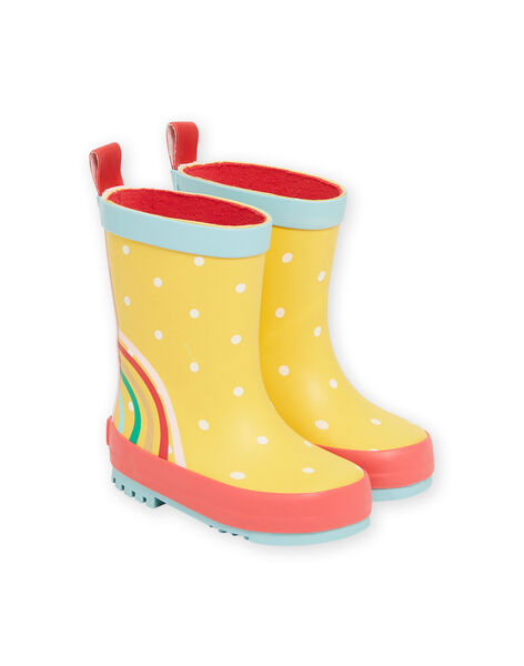 Bottes de pluie jaunes à motif arc-en-ciel bébé fille NIPLUIRAINBO / 22KK3761D0C010