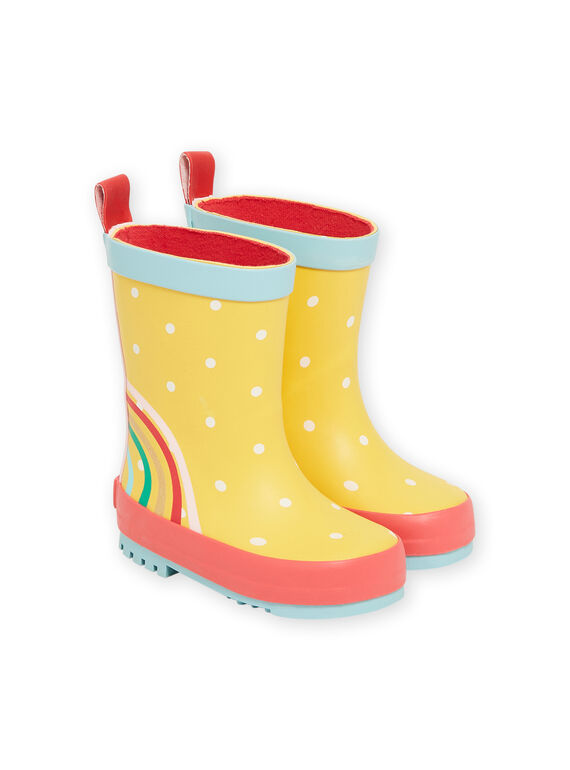 Bottes de pluie jaunes à motif arc-en-ciel bébé fille NIPLUIRAINBO / 22KK3761D0C010