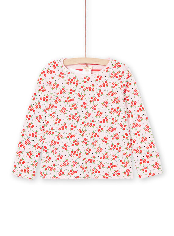 T-shirt réversible manches longues rayures et fleurs enfant fille LAROUTEE3 / 21S901K3TMLD326