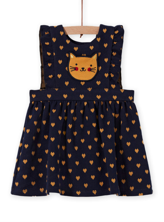 Robe milano bleu marine motif chat bébé fille MIMIXROB1 / 21WG09J1ROB070
