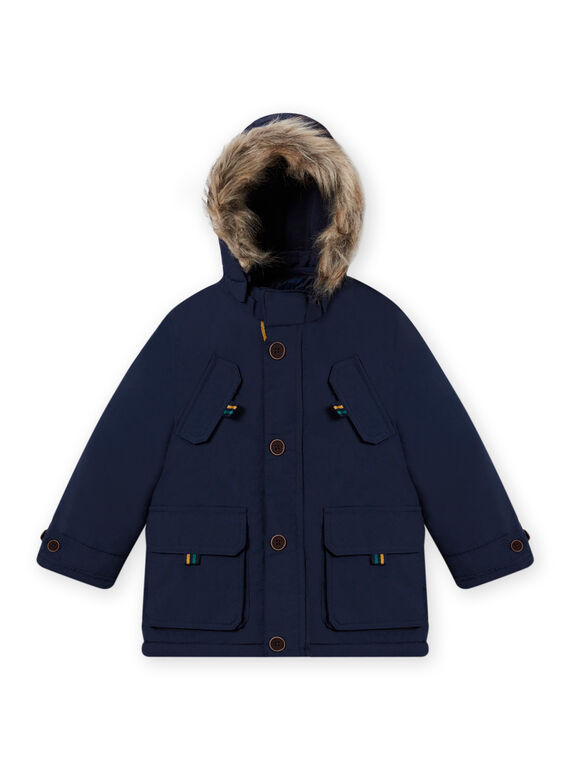 Parka 3-en-1 à capuche bleu marine enfant garçon : - Manteau