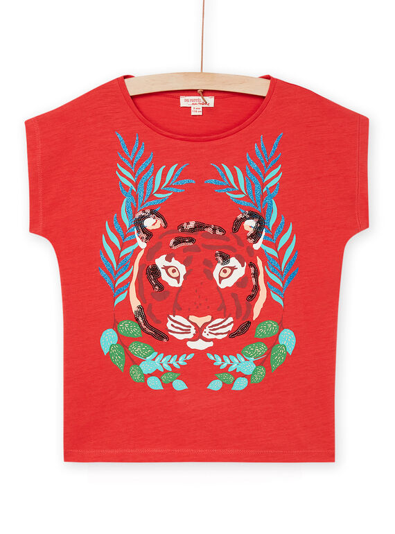 T-shirt rouge à animation tigre RABALTI3 / 23S901W4TMCF503