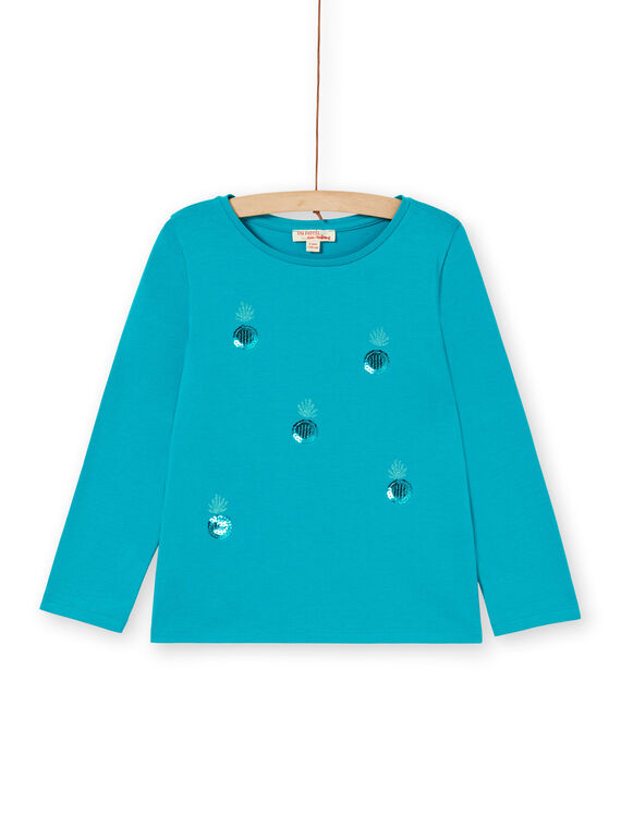 Tee Shirt Manches Longues Turquoise LAJOTEE4 / 21S90133D32C216