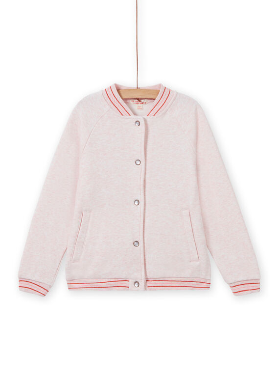 Veste teddy de jogging rose chiné enfant fille MAJOHAUJOG2 / 21W90112JGHD314