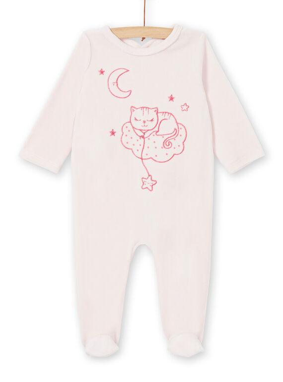 Grenouillère rose brodée en velours LEFIGRECHA / 21SH1351GRED308